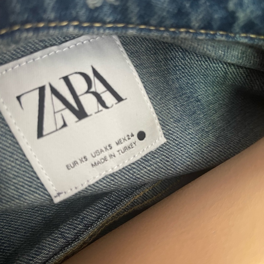 ZARA Distressed ASYMMETRICAL Denim Jacket Dress - Blue XS X SMALL - Picture 9 of 9